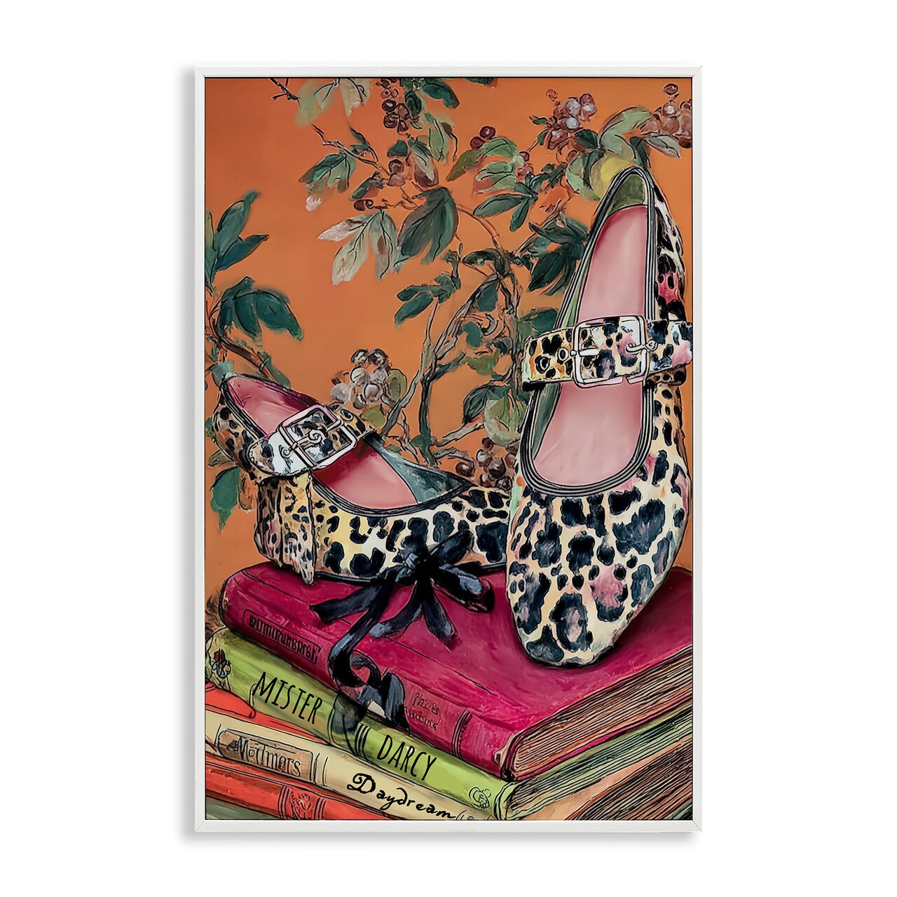 Stupell Industries On My Feet Shoes & Books Framed Giclee, design by Annabelle Hall